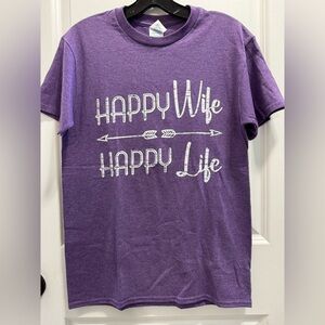 Purple 'Happy Wife Happy Life' T-Shirt